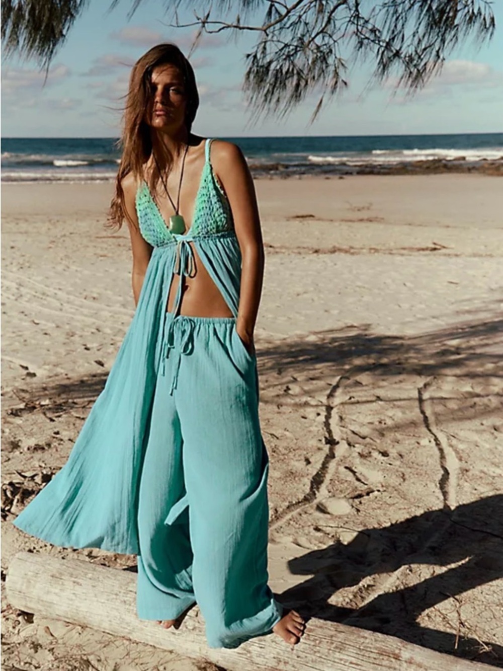 Free People Sunnier Somewhere Cotton Pant Set 🔥 Size L